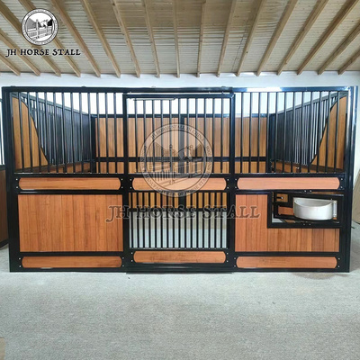 Newest style Europe iron rod steel portable horse stall sliding door luxury stable horse with grain door