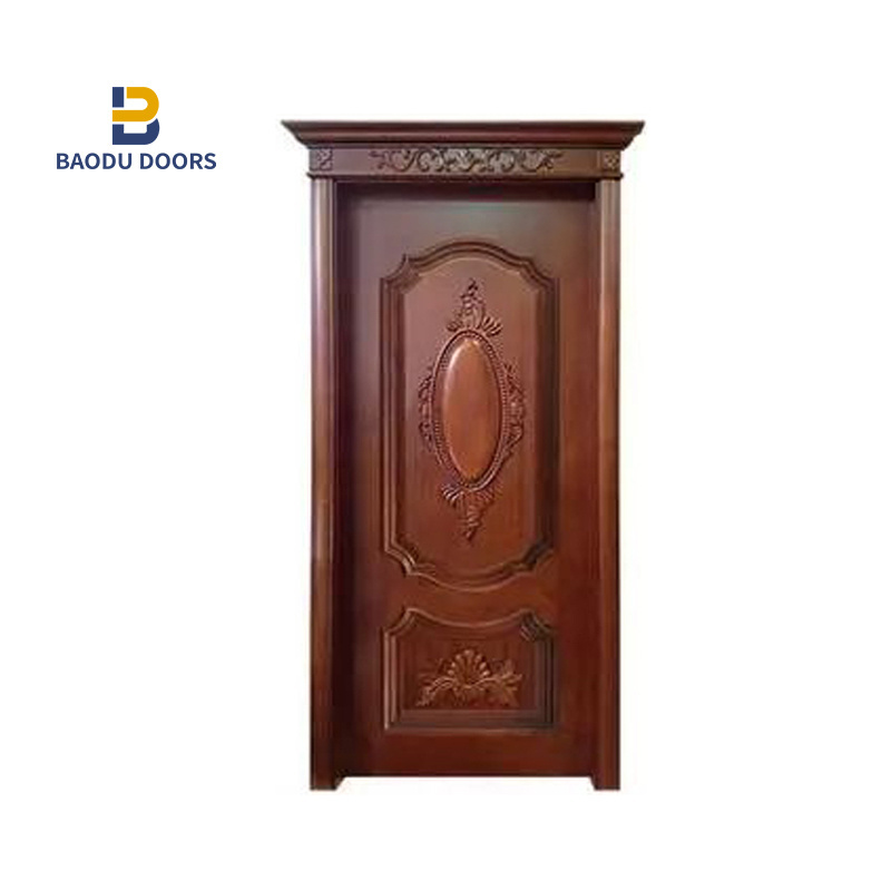 Solid wood red door perfume concentrated with wood door pivot hinge and prehung exterior double doors