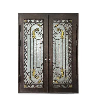 Bowdeu Factory arched wrought iron doors double exterior front security metal doors price