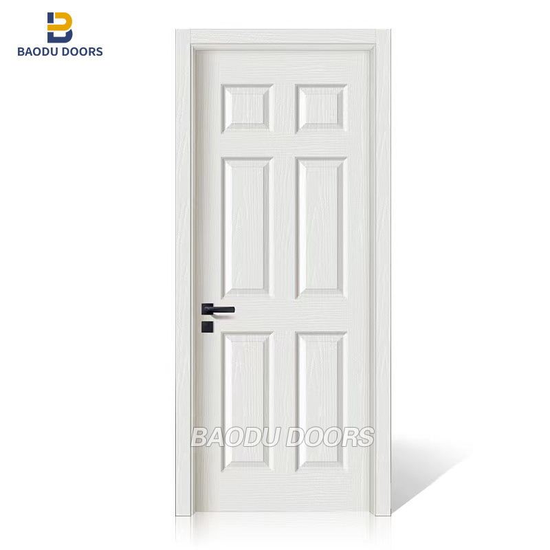 White Interior Wooden Moulded Door hdf Moulded Veneer Door  for Apartment