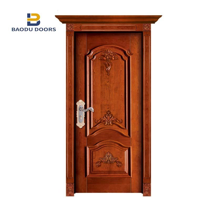 Solid wood red door perfume concentrated with wood door pivot hinge and prehung exterior double doors