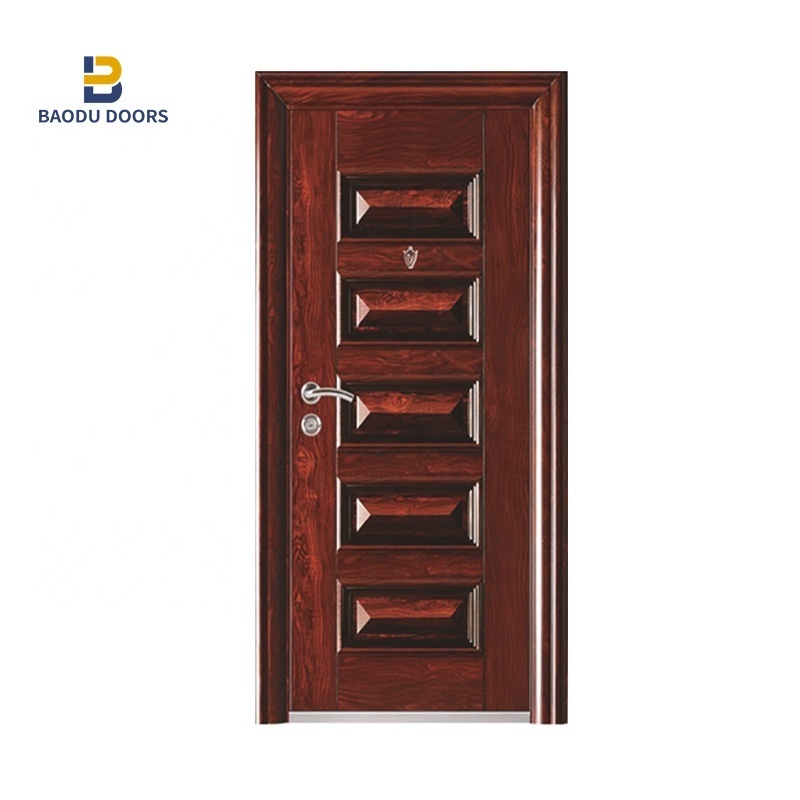 Latest design steel doors and steel safety doors with smart lock as exterior iron glass doors