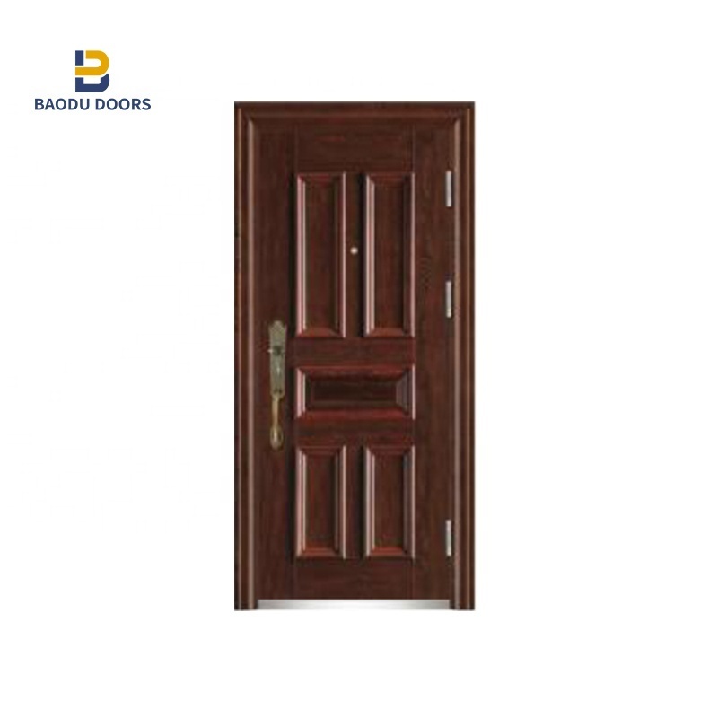 Latest design steel doors and steel safety doors with smart lock as exterior iron glass doors