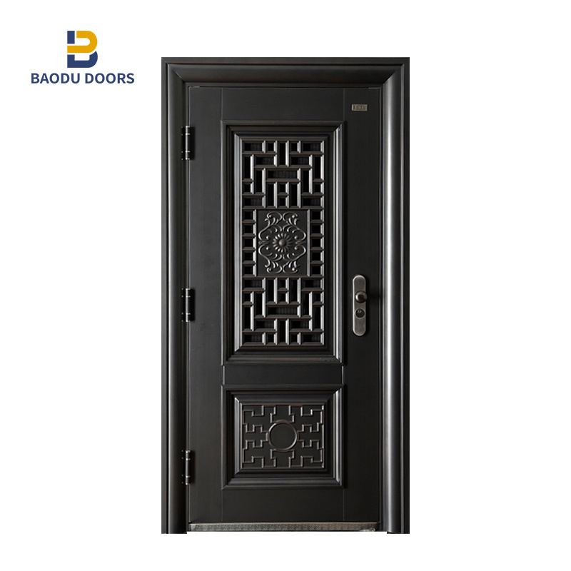 Baodu doors factory turkey doors steel security entrance front gate security double steel fire sliding exterior entry door