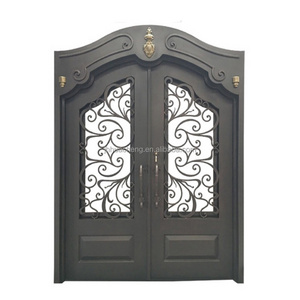 Front Simple Cast Iron Door Designs Chinese Style Metal Security Door Classical Wrought Iron Doors