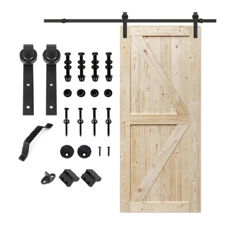 Bowdeu Doors exterior barn door hardware kit rustic ceiling mounted sliding wood barn doors