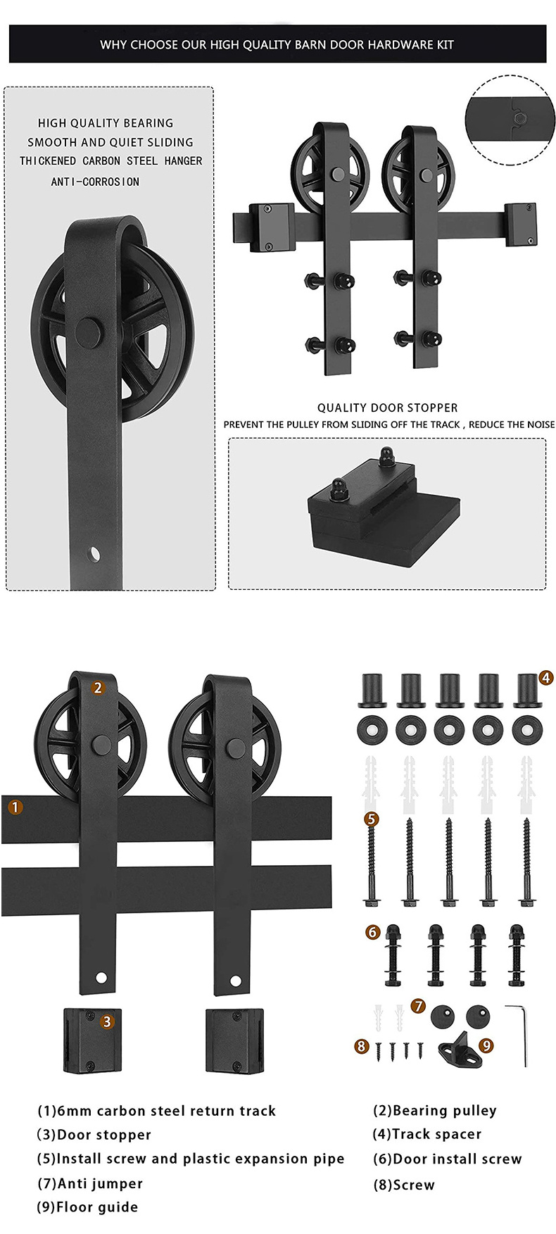 Bowdeu Doors exterior barn door hardware kit rustic ceiling mounted sliding wood barn doors