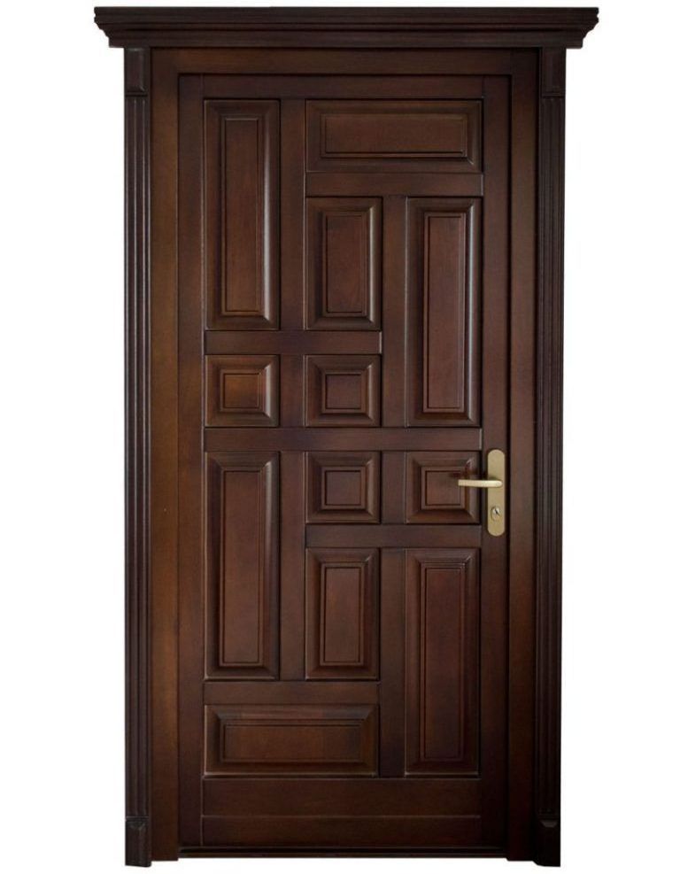 Bowdue simple teak solid wood door prehung walnut front main doors for houses carving designs