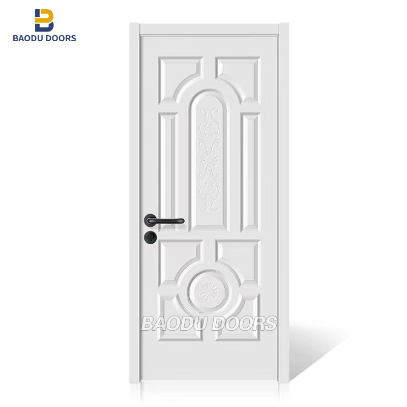 For Interior High quality modern solid core wooden prehung interior slab doors white casement flush door for house