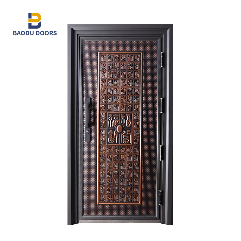 Baodu doors factory turkey doors steel security entrance front gate security double steel fire sliding exterior entry door