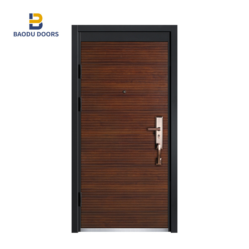 Baodu doors factory turkey doors steel security entrance front gate security double steel fire sliding exterior entry door