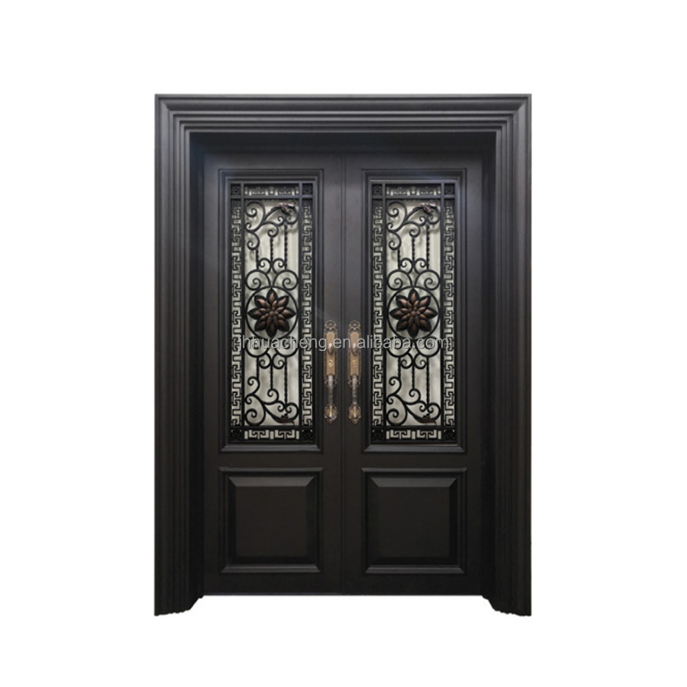 Front Simple Cast Iron Door Designs Chinese Style Metal Security Door Classical Wrought Iron Doors