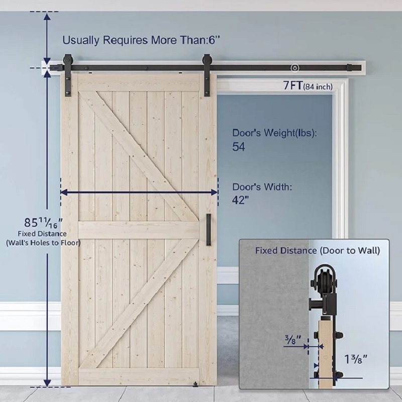 Bowdeu Doors exterior barn door hardware kit rustic ceiling mounted sliding wood barn doors