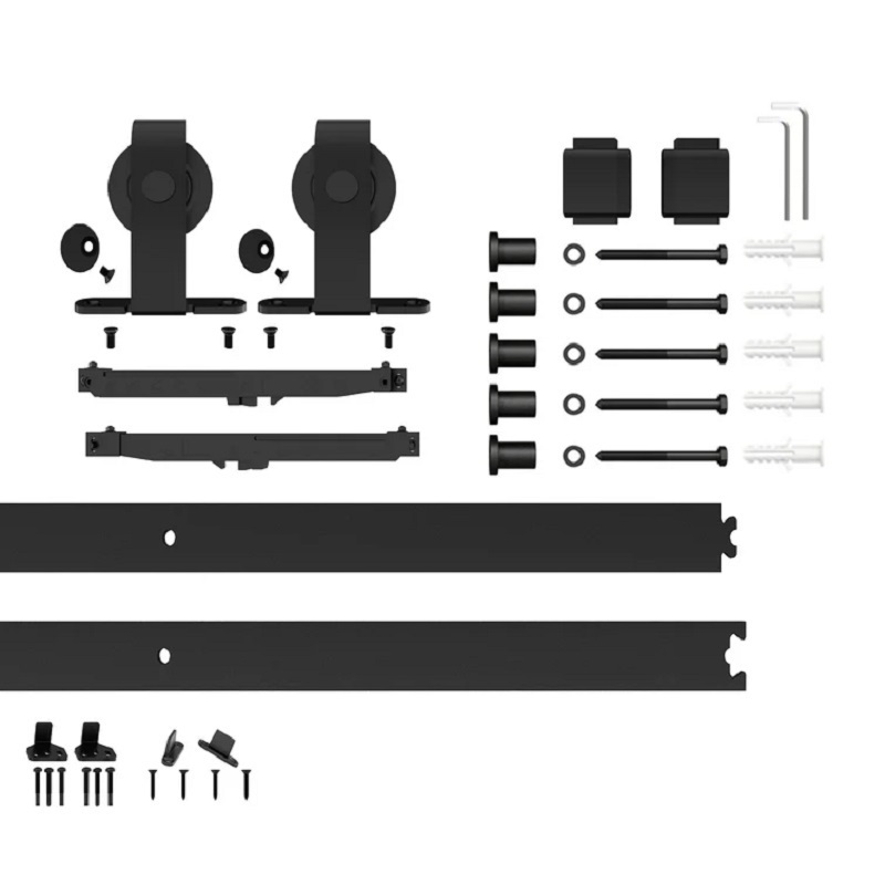 Bowdeu Factory pine interior doors rustic style sliding glass barn door and hardware kit slide