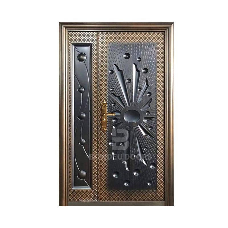 Europe double security steel entrance entry exterior metal door french double glazed commercial door