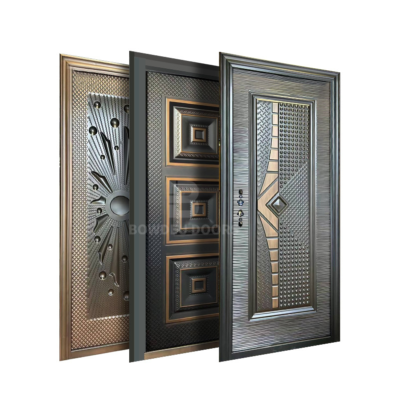 Europe double security steel entrance entry exterior metal door french double glazed commercial door