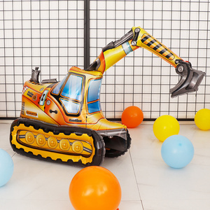 Large Children's Transportation Theme Party Decoration Supplies Excavator Plane Cartoon Car Aluminum Balloon