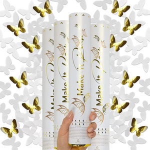 Wholesale Wedding confetti Cannon White and gold butterfly confetti Pop bulk Party Pop confetti Shooter Graduation wedding