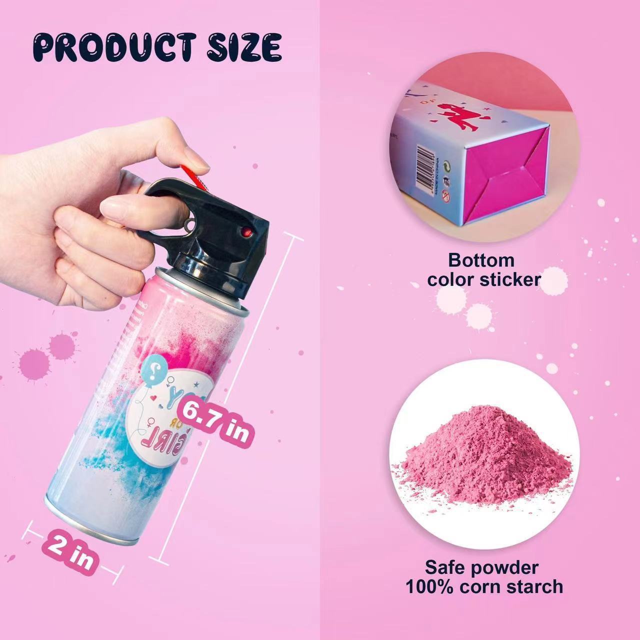 Wholesale News Boys Girls Sex Reveal Color Cannon Powder Spray Bottle Air Mist Sex Reveal Salute gun confetti