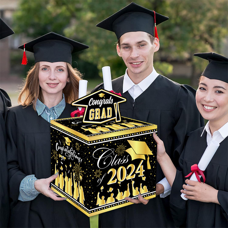 New GRAD Doctor Hat Paper Products Lucky Draw Money Carton Graduation Season Theme Party Decoration