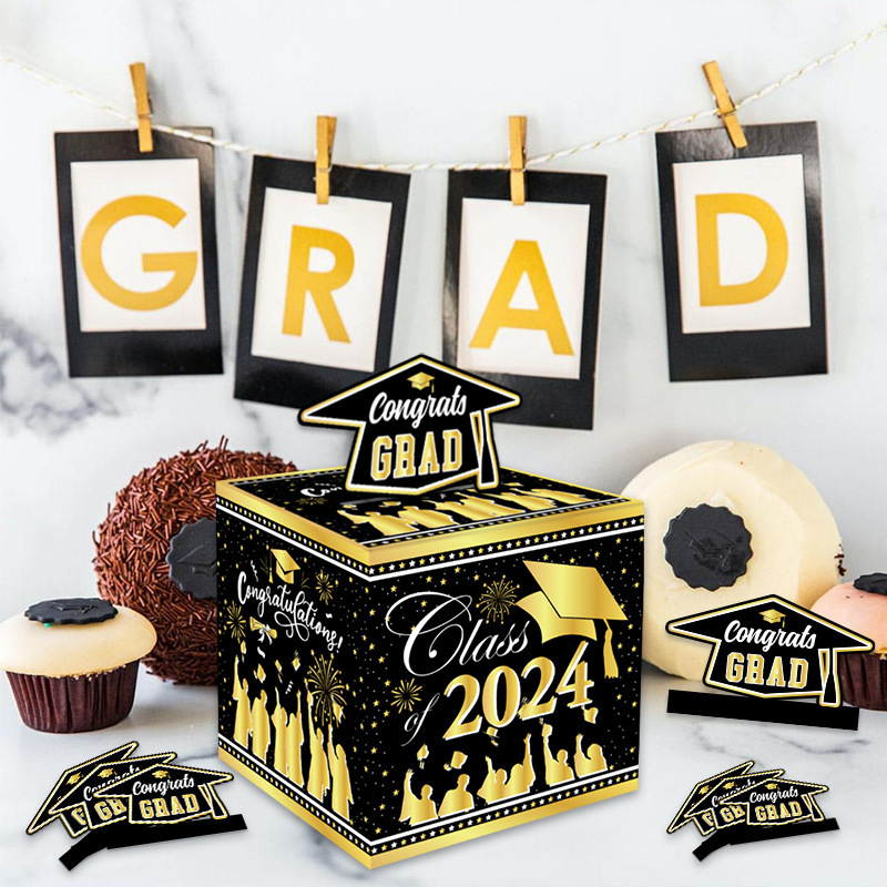 New GRAD Doctor Hat Paper Products Lucky Draw Money Carton Graduation Season Theme Party Decoration