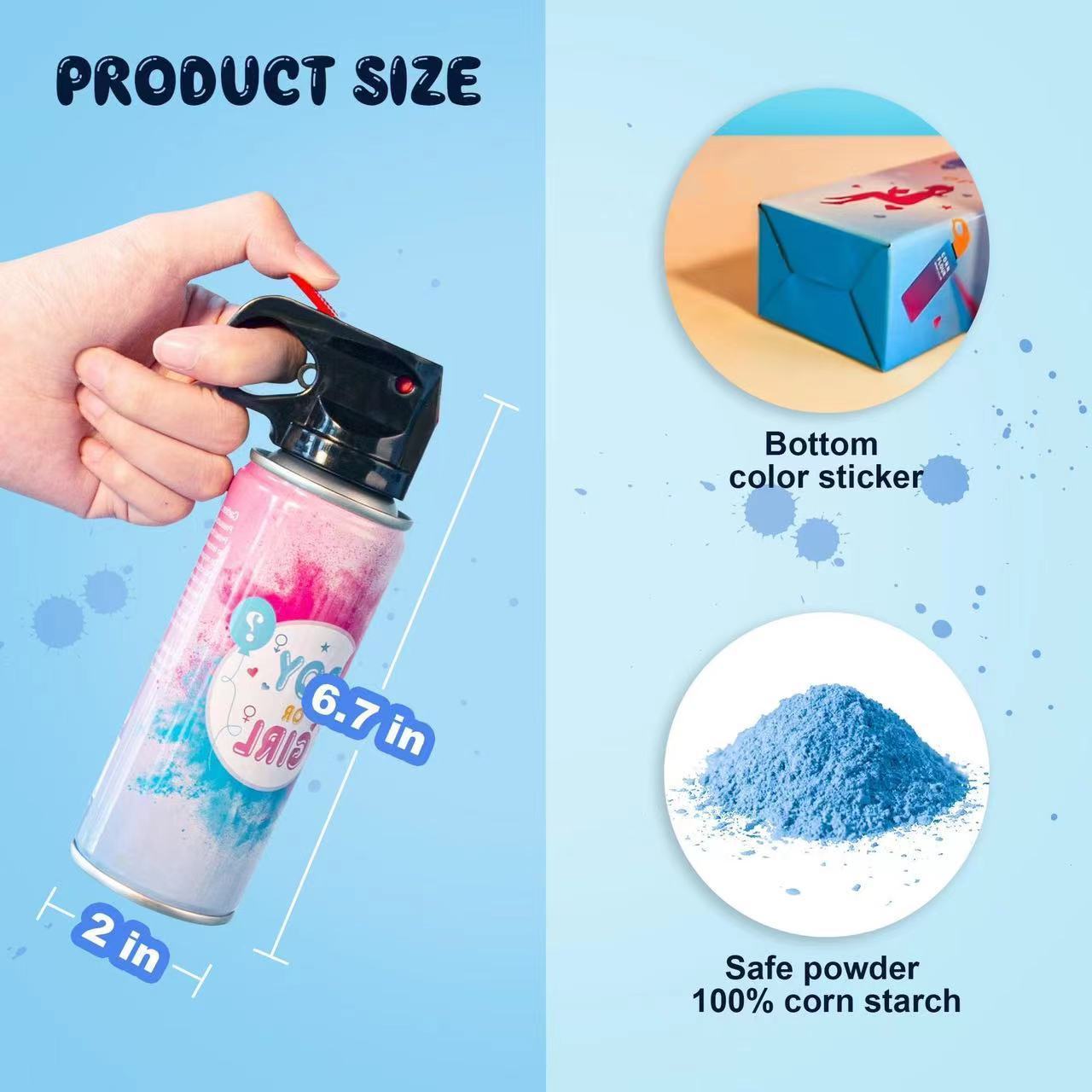 Wholesale News Boys Girls Sex Reveal Color Cannon Powder Spray Bottle Air Mist Sex Reveal Salute gun confetti