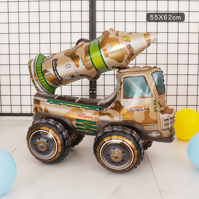 Large Children's Transportation Theme Party Decoration Supplies Excavator Plane Cartoon Car Aluminum Balloon