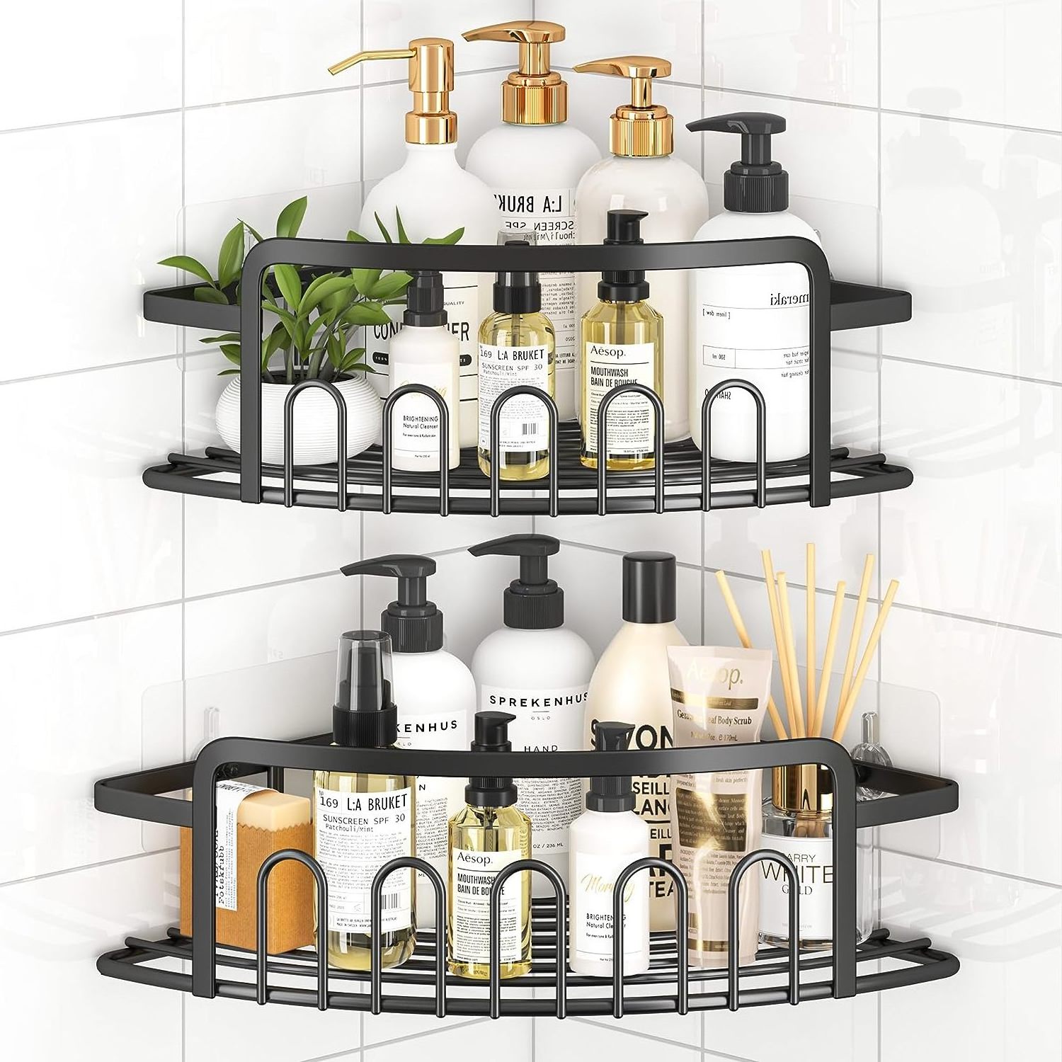 Rustproof Stainless Steel Bathroom Shower Caddy Floating Shelves Shelves Wall Shower Shelf Organizer Rack