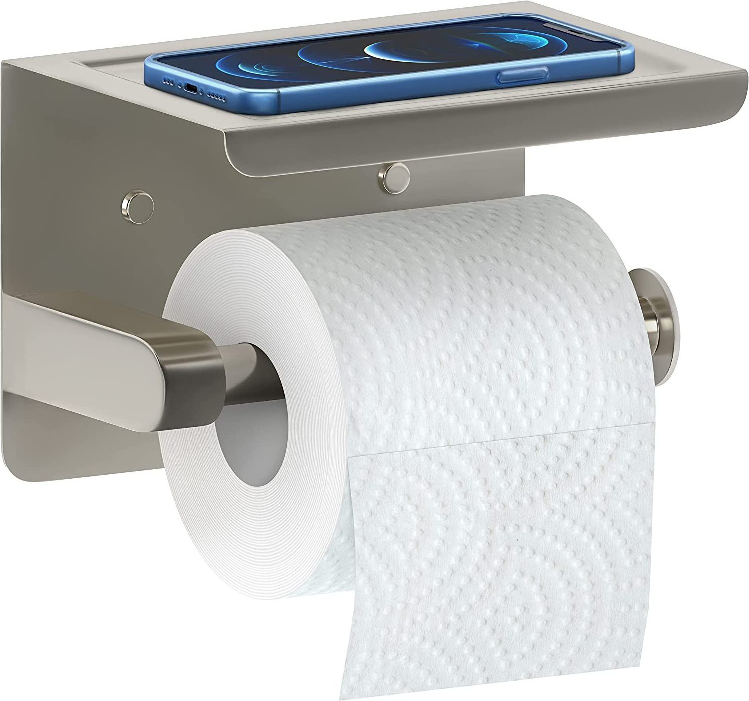 Toilet Paper Holder with Shelves High Quality SUS304 Stainless Steel Waterproof Matte Finish