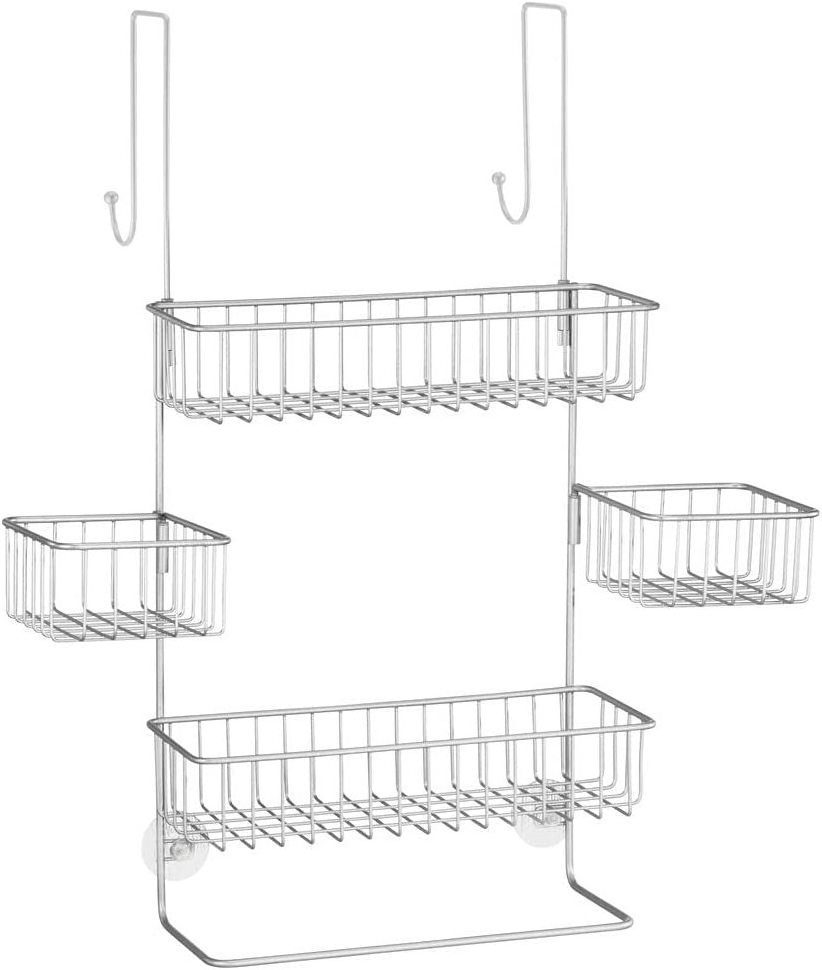 Shower Caddy Hanging Shelf Rack Storage Organizer 4 Baskets, 2 Hooks for Bathroom, Dorm - Holds Shampoo, Conditioner