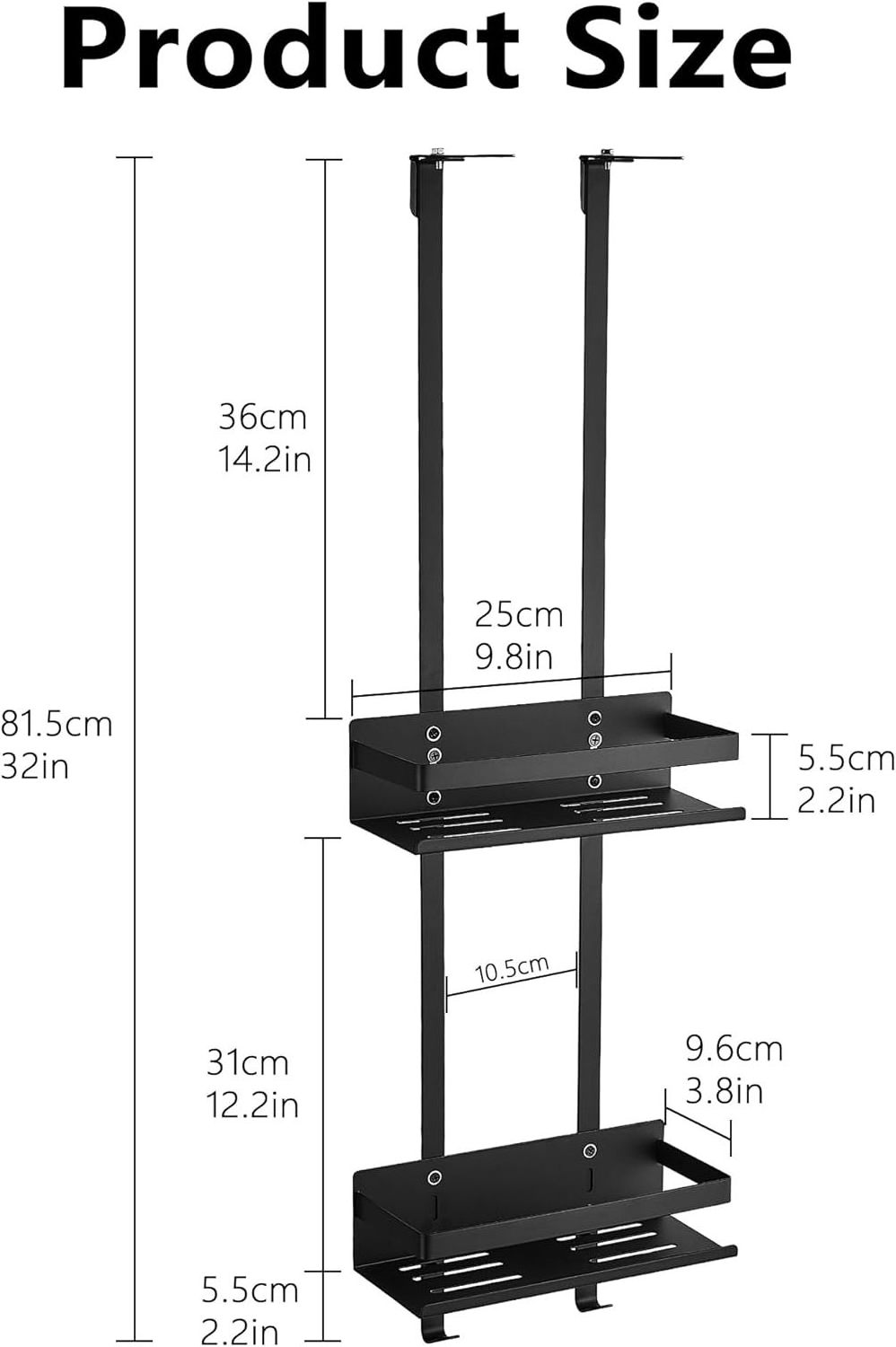 Stainless Steel Bathroom Shelf Shower Hanging Shelf No Drilling Double Shower Basket With Hooks Bathroom Shelf Stainless