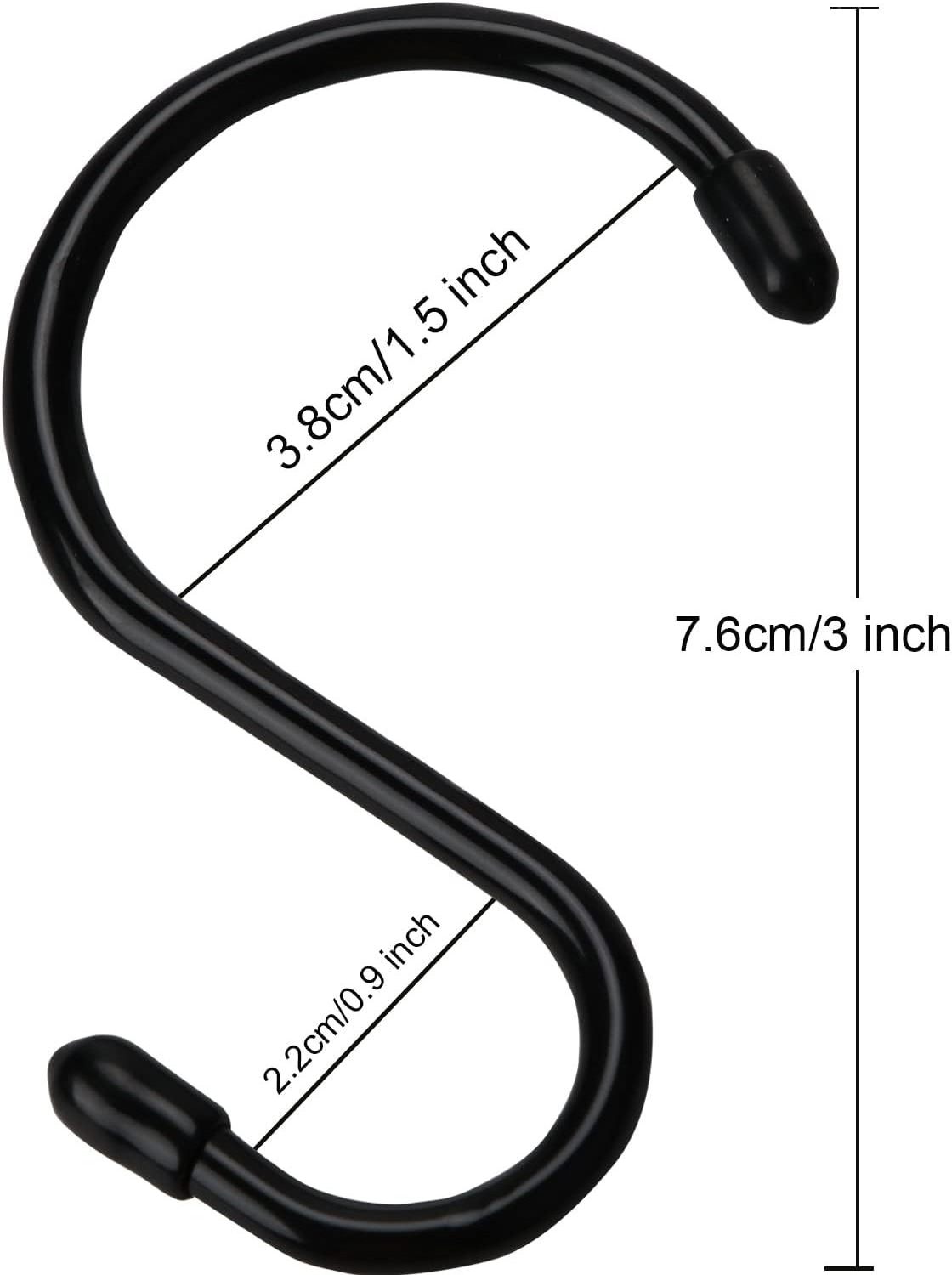 S-shaped hooks anti slip S-shaped hooks with rubber plugs steel metal black rubber coated wardrobe S-shaped hooks, used for han