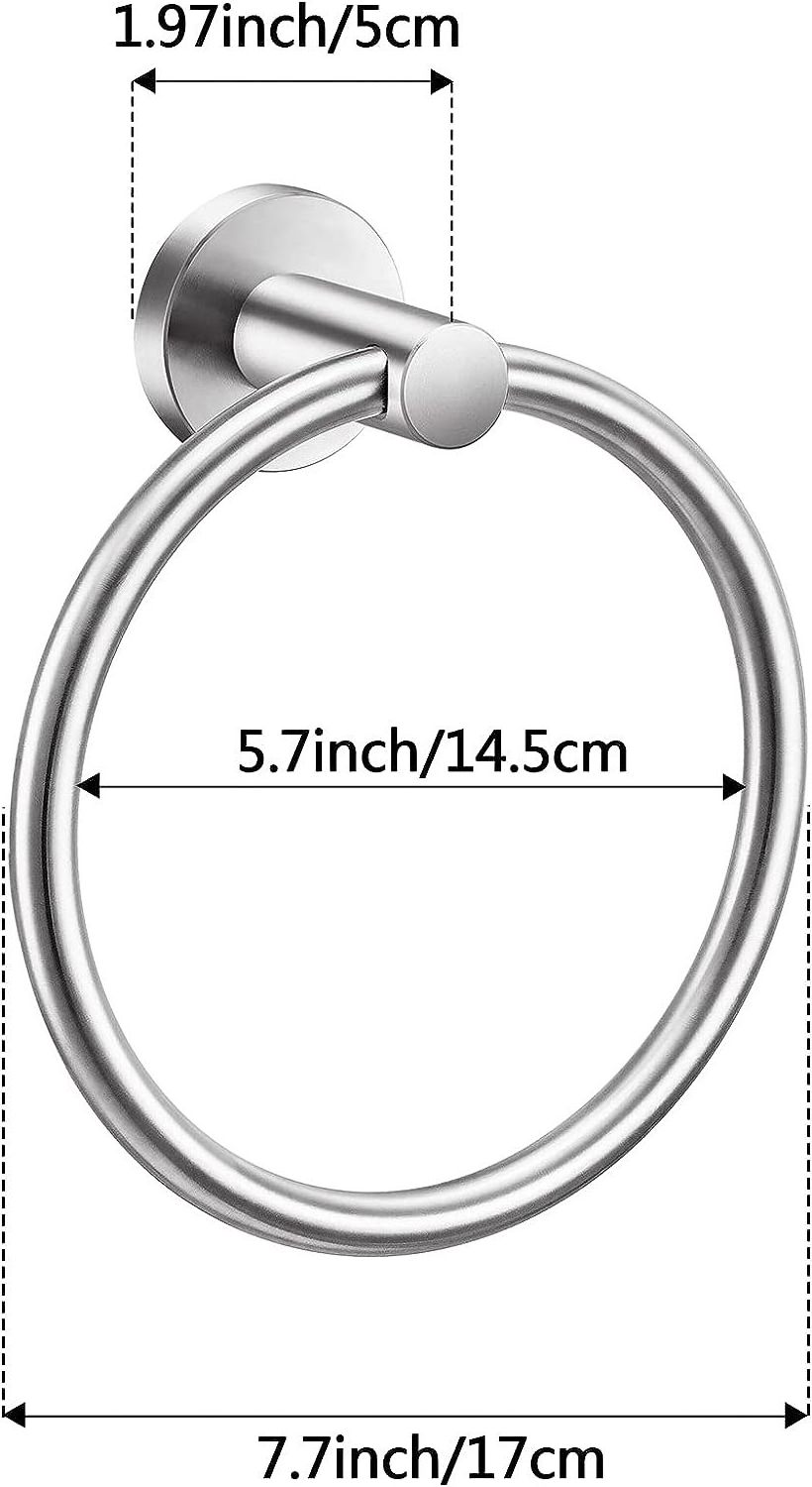 Hand Towel Ring, Brushed Nickel SUS 304 Stainless Steel Towel Holder Hangers, Wall Mount Towel Rack for Bathroom