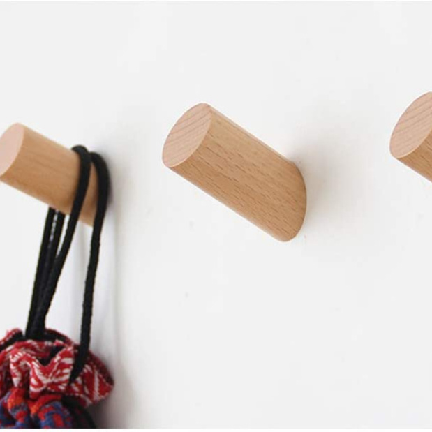 Wood Wall Hooks, 4 Pack Coat Hooks Wall Mounted Rustic Wooden Hooks