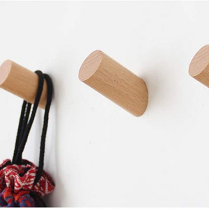 Wood Wall Hooks, 4 Pack Coat Hooks Wall Mounted Rustic Wooden Hooks