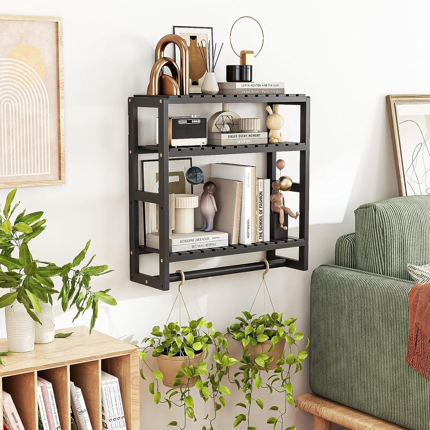 Bathroom Storage Shelves Organizer Adjustable 3 Tiers Over The Toilet Storage Floating Shelves for Wall Mounted