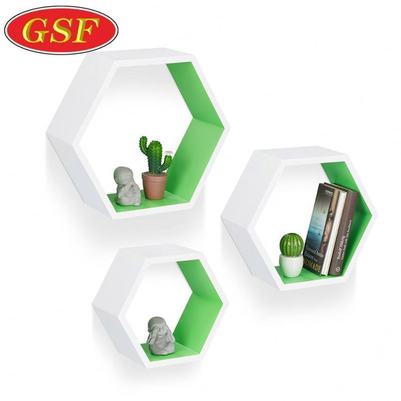 European Fashion Style Set of 3 Living Room Furniture Honeycomb Wall Shelves Hexagonal Cube Wall Decor Shelf