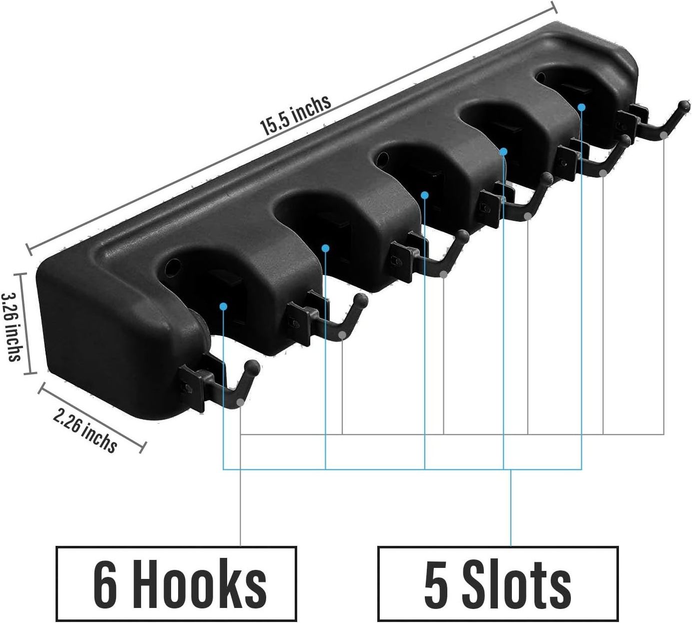 Wall mounted heavy-duty tool storage rack for mop and broom holders suitable for home garden garages and storage