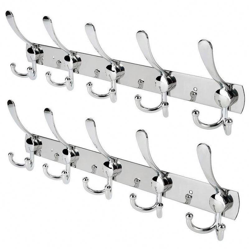 Heavy Duty Highly Functional Living Room Bedroom 5 Hook Hangers Stainless Steel Washing Drying Wall Mounted Coat Rack