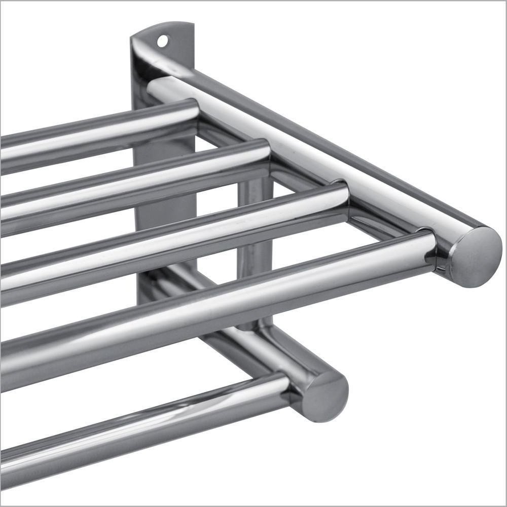 Stainless Steel Plated Decorative Wall Mounted Bathroom Double Towel Storage Rail Holder Rack Folding Movable Bath Towel Bar