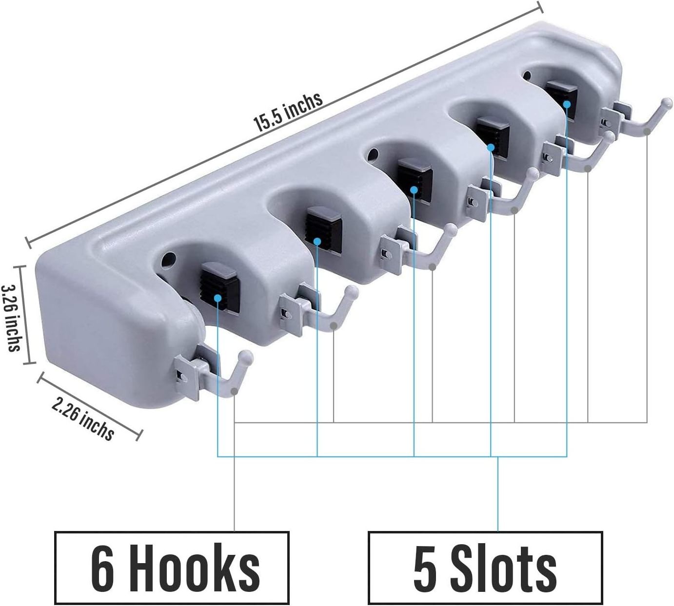 Wall mounted heavy-duty tool storage rack for mop and broom holders suitable for home garden garages and storage