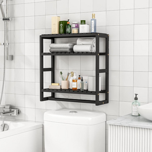 Bathroom Storage Shelves Organizer Adjustable 3 Tiers Over The Toilet Storage Floating Shelves for Wall Mounted