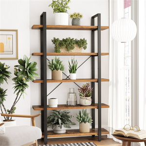 Ladder Shelf 5-Tier Book Shelf Slanted Wall Shelf for Living Room Kitchen Office 105Cm H x 177.5Cm W Steel Standard Bookcase