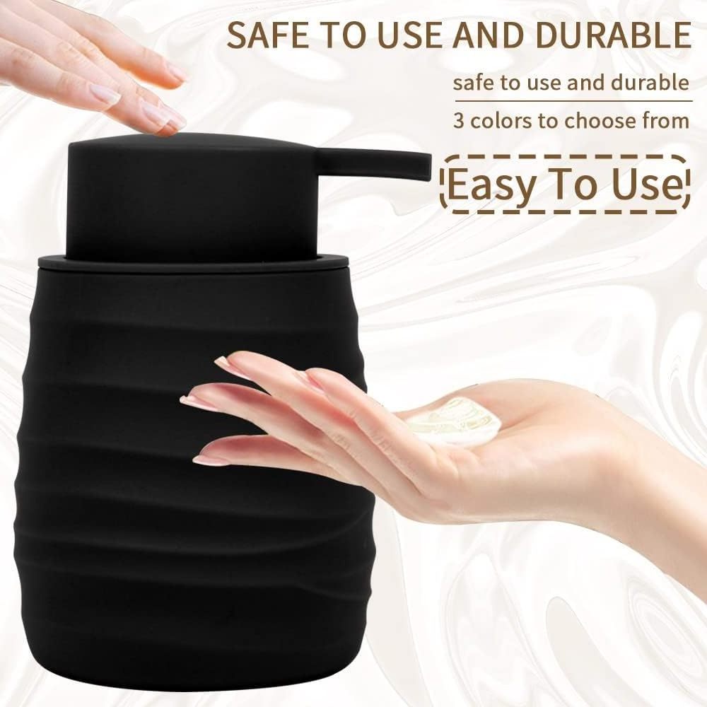 7.7oz Black Hand Soap Dispenser Plastic Pump Rust Resistant Leak Proof Non-Slip Refillable Liquid Hand Sanitizer Dispenser