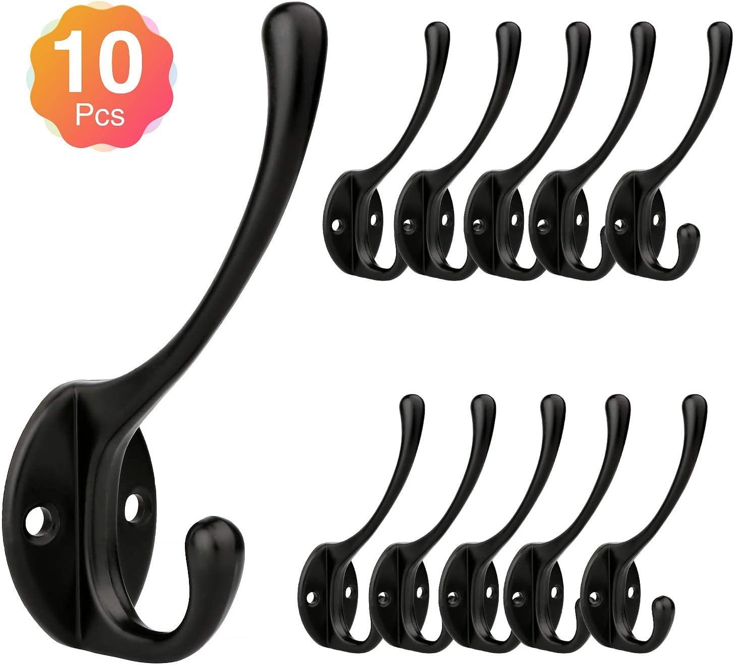 Adhesive Hooks, 7-Pack Wall-Mounted Towel/Coat Hooks, for Bathroom or Kitchen