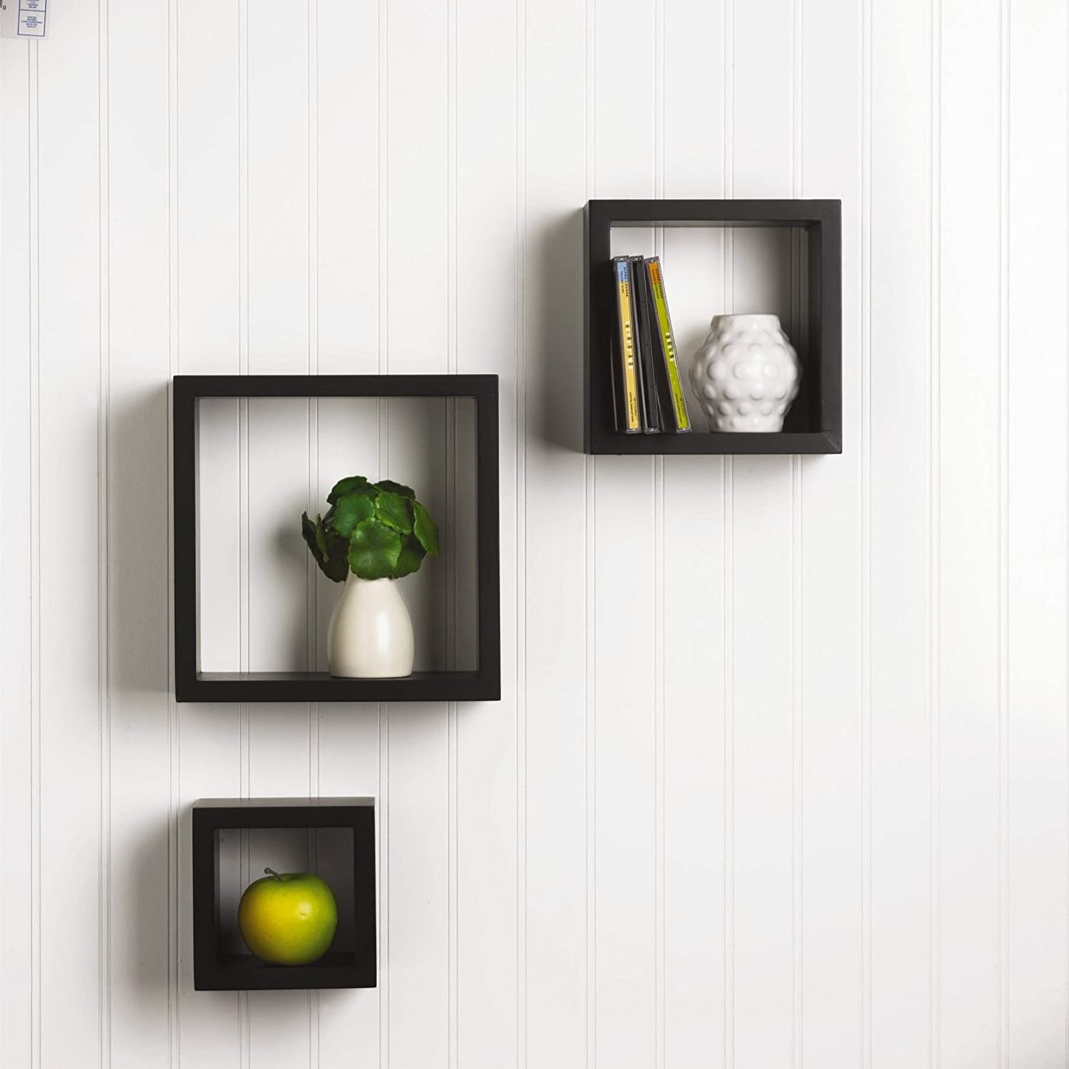 Floating Wall Square Cube Shelves for Bedroom Living Room Bathroom Kitchen  Wood Set of 3