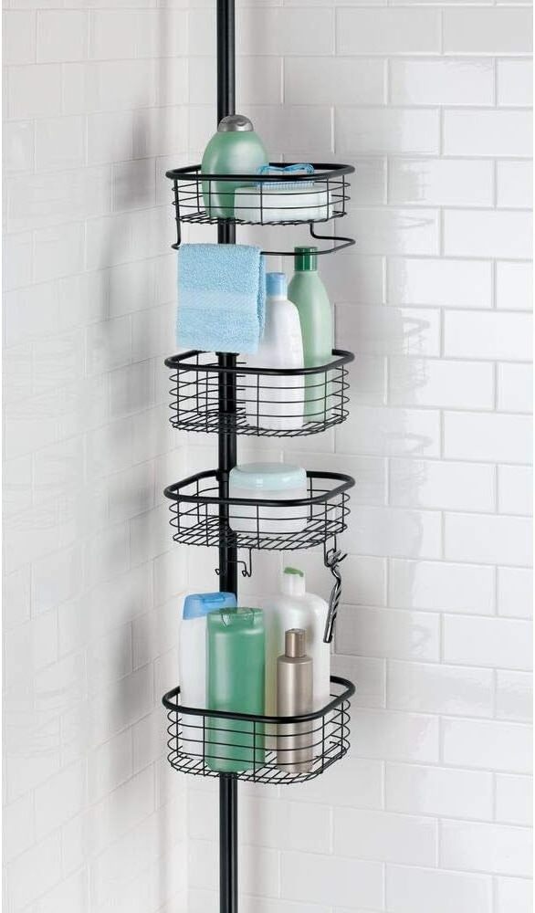 Drilling Shower Caddy Practical Metal Plastic Corner Shower Caddy With Hooks Bathroom Shelf Stainless