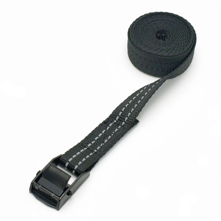 Best Selling in Japan  PP webbing  500kg Break Strength 1inch  6FT Black Metal Cam Buckle Endless Tie Down Strap