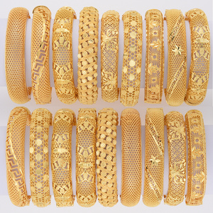 JH 24K Dubai Bangles For Women Middle East Gold Bangles Ethiopian Saudi Arabia Mesh Bracelets African Wedding Jewelry Gifts