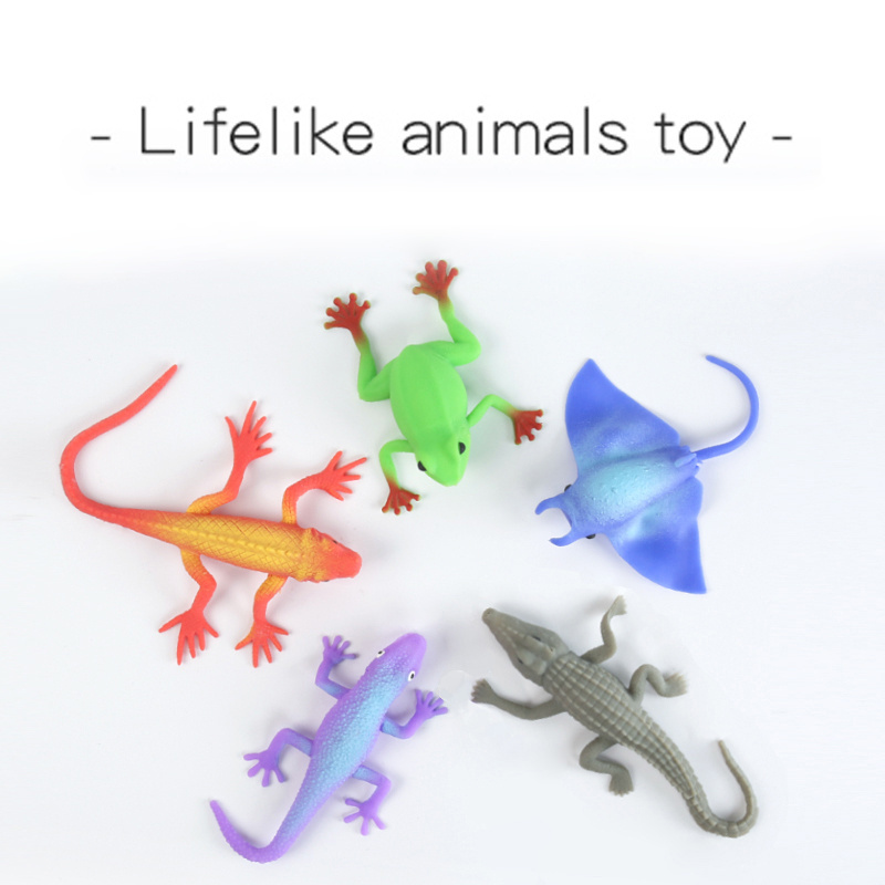 Wholesale Soft Stretchy Lifelike Animal Toys Realistic TPR Crocodile Frog Rubber Lizard Toys